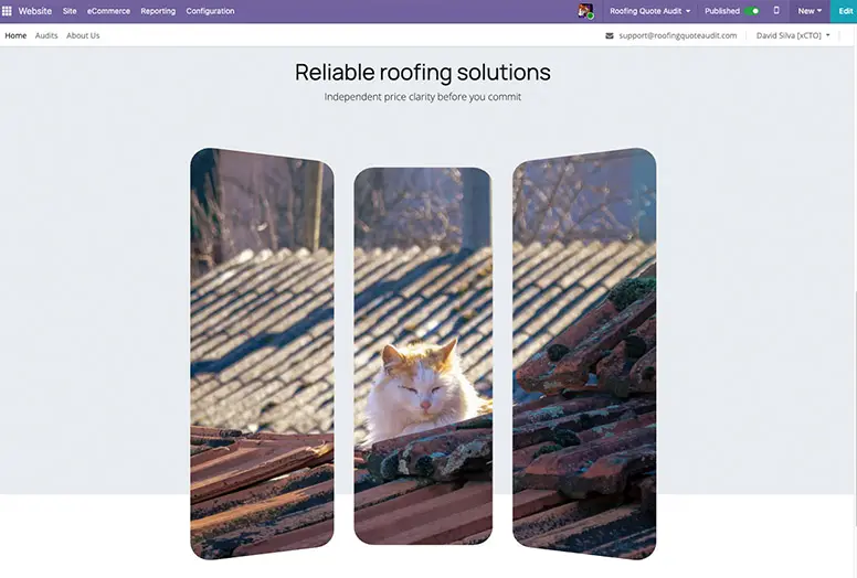 roofing quote audit website screenshot 